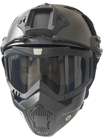 YBJMSFA Tactical Airsoft Helm PJ Art/Abnehmbare Gesichtsmaske Motorradbrille Für Paintball Sport Jagdschießen im Freien