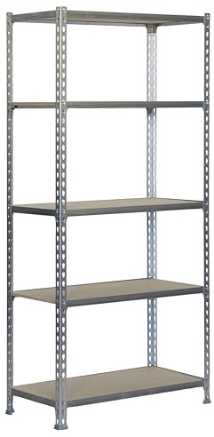 PROREGAL Schwerlastregal MULI | HxBxT 180x80x40cm | 5 Fachböden | Fachlast 150kg | Verzinkt | Lagerregal Kellerregal Werkstattregal Metallregal Fachbodenregal Steckregal