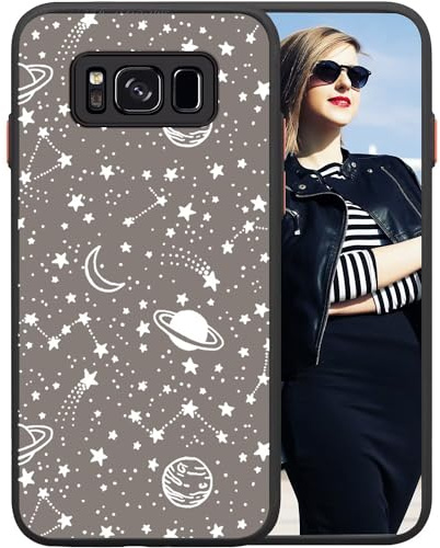 POUHYE Handyhülle für Samsung Galaxy S8 Hülle, Weiche Silikon Stoßfeste Schutzhülle Case, Matte durchsichtige Anti-Kratzer PC Rückseite Volle Kamera Schutzabdeckung 3D Sternenhimmel Print Design