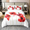 Loussiesd Mohnblume 100% Baumwolle Bettwäsche Set 135x200cm Rot Floral Botanical Bettbezug Set Baumwolle Bettwäsche Set für Schlafzimmer Rustikales Frühlingsgarten Thema Weiß Bettbezug Set