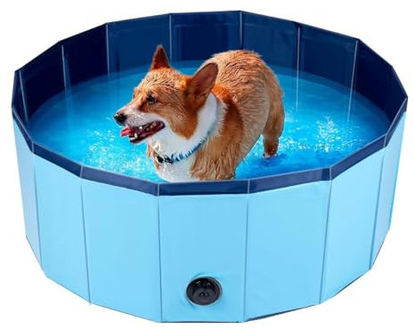 KZ GARDEN - Pool für Hunde, Ø 80 x 30 cm, strapazierfähig, rutschfest, PVC, Planschbecken, Badewanne, faltbar, Tiere, Garten, Terrasse