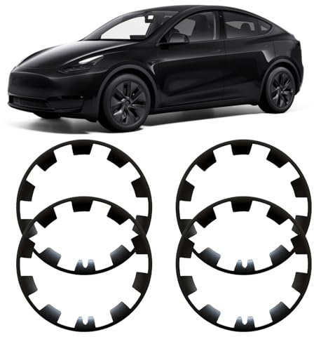 Wheel Rim Protector compatible with Tesla Model Y, 20inch ABS Hub Cap, 4Pcs Rim Guard Cover Car Protection for Model Y 2021-2023,Hub Centre Caps Replacement(Black)