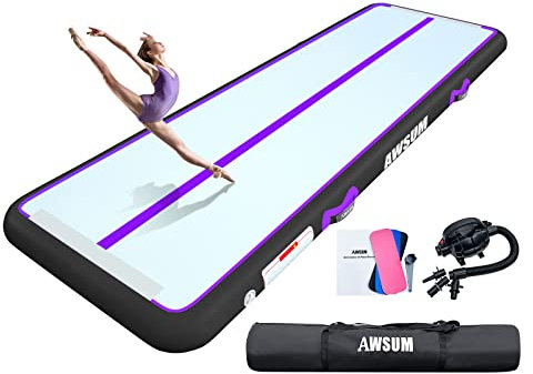 AWSUM Air Matte 300x100x10CM Aufblasbare Gymnastikmatte Tumbling Matte mit Luftpumpe für Zuhause Outdoor Yoga