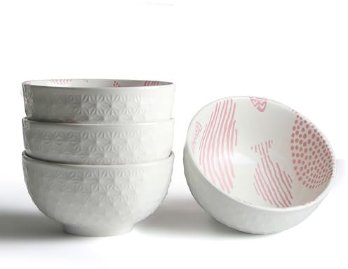 AOOSY Lot de 4 bols à céréales en porcelaine - 350 ml - Bol à riz - Bol à soupe - Bol à salade en porcelaine - Bol en céramique - Pour salade, soupe, ramen, riz, dessert