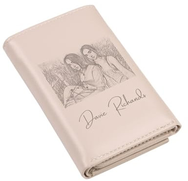Jeweidea Porte Monnaie Femme Personnalisé avec Photo et Noms Portefeuille pour Femme avec Compartiment pour Porte Carte Monnaie Cadeau Maman Cadeaux Fête des Mères Cadeaux Personnalisés (Rose)