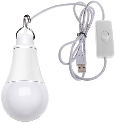 ZYHARUKO 5W LED Birne Glühbirne Outdoor Camping Glühbirne mit Haken Schalter 6500K USB Kabel Birnen für Camping