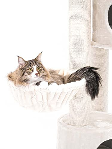 Petrebels Liegemulde für Kratzbaum Waschbar, Ø 40 cm, für Ø 9 cm bis Ø 12 cm Stämme, mit Reißverschluss, Farbe Beige/Creme