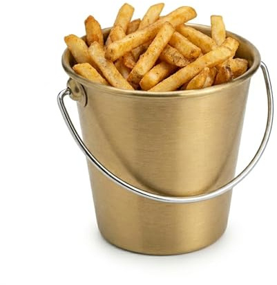 Mini-Eimer aus Edelstahl, Kleiner Eiskübel mit Griff für Getränke, Wein, Pommes Frites, Hähnchenflügel, Zuhause, Bars, Partys, Verwendung für Partys, Bar, Zuhause, 700ml (Gold)
