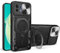 ILING Cover per Xiaomi 11 Lite 5G NE/Xiaomi Mi 11 Lite, Texture Metallica Antiurto Opaca Rigido PC/TPU Bumper Silicone Custodia con Anello Supporto e Scorrevole Protezione Fotocamera (Nero)