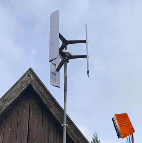 KX-ENERGY 800W Vertikale Windkraftanlage Windmühle 12V 24V 48V Geräuscharm Maglev Dreiphasig Windgenerator mit MPPT-Laderegler für Zuhause, Bauernhof