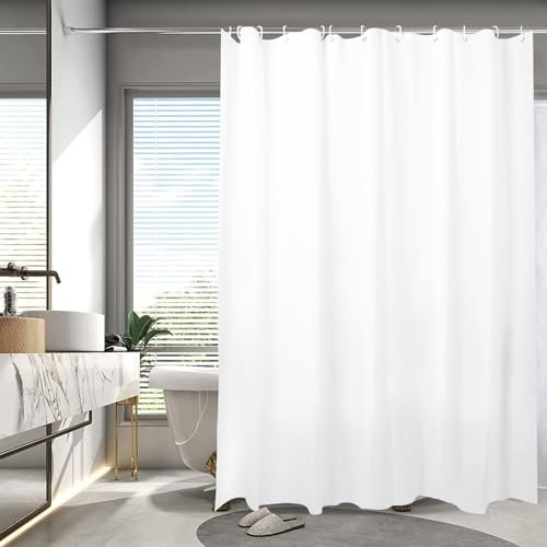 Cortina Ducha - Cortina Baño Cortina de Ducha Impermeable Cortina Ducha Antimoho Material de Poliéster Lavable con 12 Ganchos Tamaño 180x200cm Adecuada para Cortina baño y Bañera (Blanco)