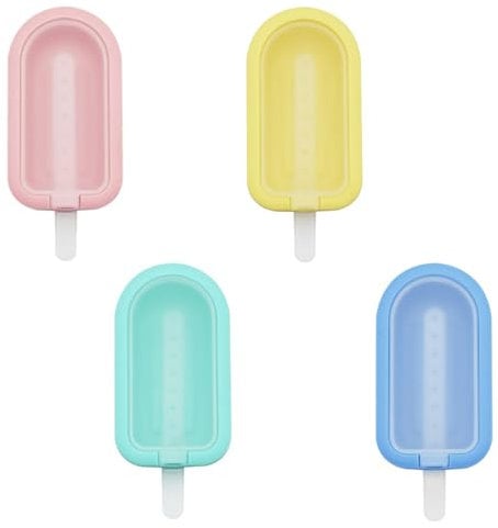 4 Reusable Silicone Ice Lolly Moulds with Sticks – Easy to Use, Safe, and Durable for Homemade Ice Cream Popsicles, Freezer Safe