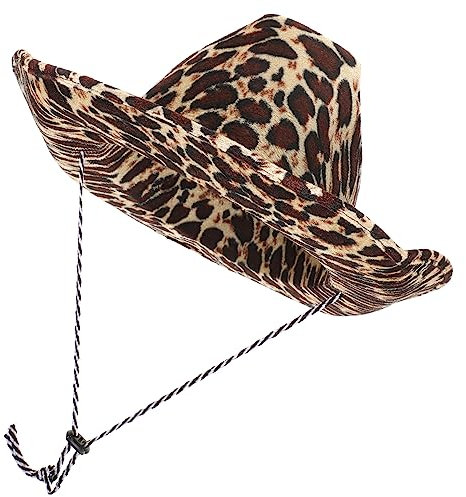Holibanna Cowboyhut Mit Leopardenmuster Unisex Festhut Aus Angenehmem Material Sicherer Sitz Bühnenauftritt Und Maskerade