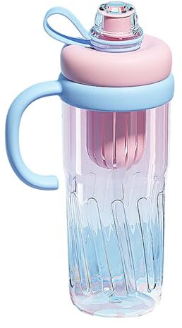 mivceklw Gym Borraccia da 950 ml, tazza da viaggio riutilizzabile con cannuccia, manico grande, contenitore idratante per scuola, ufficio, esterno, ideale per l'idratazione, 950 ml, trasparente