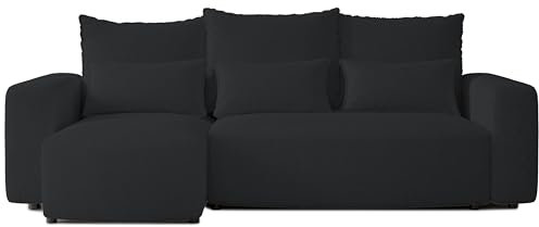 4ALL HOME Ecksofa mit Schlaffunktion Travis 248x148 cm, Couch, Sofa mit Bettkasten, Eckcouch, L-Form, Schlaffsofa, Universal (Boucle Centaur 15 Anthrazit)
