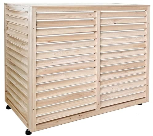 Protection en bois pour appareils extérieurs, climatisation ou pompe à chaleur XXL (Naturel)