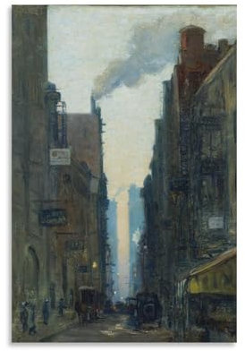 Poster mit New Yorker Straßenszene Ernest Lawson, Gemälde, Leinwand, Wandkunst, Wohnzimmer, Poster, Gemälde, 20 x 30 cm