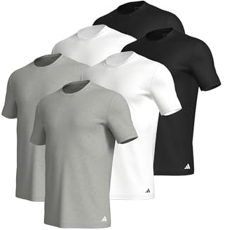 adidas 6 er Pack Crew Neck T-Shirt Herren Unterhemd Rund Ausschnitt Baumwolle langlebig