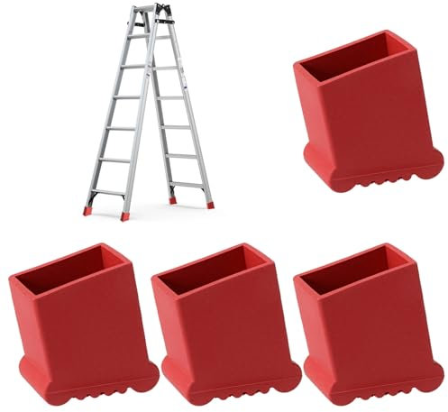 4 Pcs Non-Slip Ladder Feet Covers, Rubber Pad Replacement for Step Ladders, Anti-Slip Ladder Stabilizers, 50 x 28 mm Rubber Ladder Feet, Universal Ladder Foot Covers for Home & Industrial Use