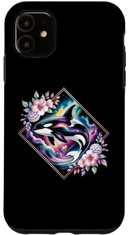 Orca mit lustiger floraler Grafik für Sommermädchen Sealife Hülle für iPhone 11