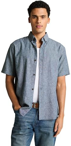TOM TAILOR Denim Herren Relaxed Fit Hemd mit Leinen