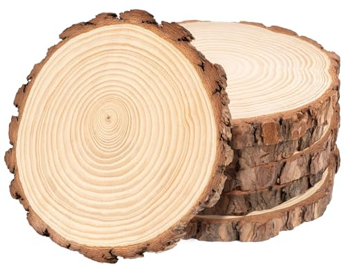 12 Stücke Holzscheiben 18-20 cm, Runde Baumscheiben aus natürlicher Kiefer (1.5cm Dicke) ohne Loch – Großes Set für DIY Basteln, Tischdeko, Hochzeit, Weihnachten und rustikale Deko