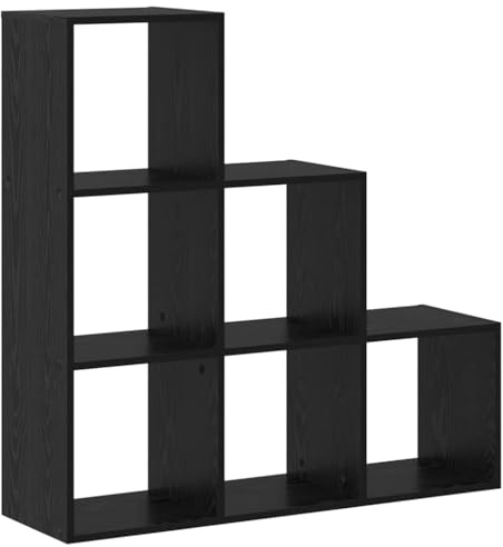 vidaXL Bücherregal Schwarz Eichen-Optik 99 x 29 x 99 cm Holzwerkstoff, Modernes Wohnzimmer, Viel Stauraum, Rechteckiger Teiler, Freistehendes Bücherregal, Stylische Deko-Bücherregal-Optionen