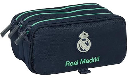 Real Madrid 2nd Team 25/26 – Triple Big Pencil Case, Children's Pencil Case, Ideal for School Age Children, Comfortable and Versatile, Quality and Resistance, 21.5 x 8 x 10 cm