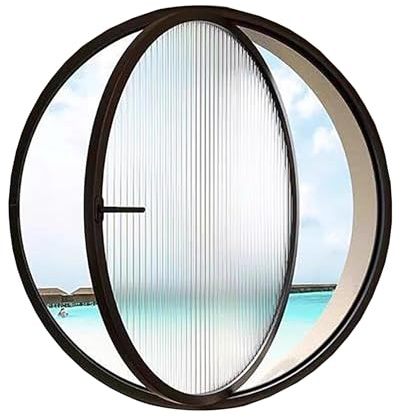 360° Drehbares Rund Schuppenfenster, Drehflügelfenster Aluminiumlegierung Rundes Laibung, Belüftetes Isoliertes Fenster, Für Badezimmer, Schlafzimmer, Wohnzimmer(Black,70cm/27.5in)