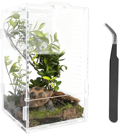 Reptile Terrarium Kit Vivarium Jumping Spider Enclosure Box 20 x 12 x 12cm Acrylic Transparent Stick Insect Enclosure for Tarantula Enclosure Lizard Mantis Gecko Tank Turtle Tank Nakes Frog