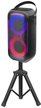 Trevi XFest XFM 225 W Wireless Lautsprecher 50 W mit Stativ und Mikrofon, kabellos, tragbarer Lautsprecher für Partys und Karaoke mit TWS, USB, AUX-IN, mehrfarbige LED-Lichter, wiederaufladbarer Akku