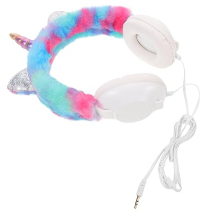 Garneck Wired Headphones with Soft Cat Ear Warmer Headband, Cute Unicorn Ear Muffs Winter Warm Headset for School and Birthday