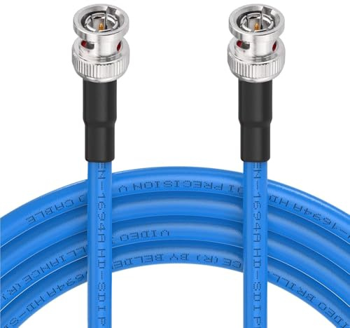 Superbat 3G/6G/12G SDI Cable 10m 75 Ohm BNC Male to Male, Belden 1694A Blue | 18 AWG, Supports 12G-SDI (Dual-Link)/ 1080p/ 4K, Broadcast Grade, Double-Shielded, for Camera/ SDI Converter/ Security System