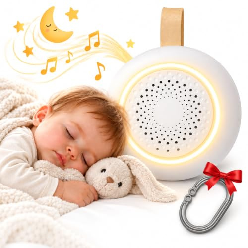 Ruido Blanco Bebé, Máquina Portátil con Música Relajante para Dormir, Luz Nocturna Regulable, Sonidos Calmantes, Temporizador, Recargable USB, Ideal para Cuna, Carrito y Viajes