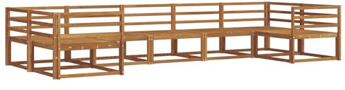 vidaXL Outdoor-Sofagarnitur 7 pcs Natur Massivholz Akazie, Modernes Outdoor-Sofa-Set, stylische Gartenmöbel, Lounge-Sitzgruppe für Garten und Poolbereich zum Entspannen
