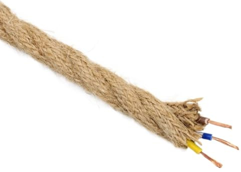 Kabel, 250-V-Twisted-Kabel, Juteseil-Flex-Elektrodraht for DIY-Retro-Lichtleisten-Dekorlampen, Verbindungswebstuhl(3 Core,1m)