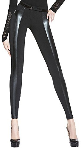 Unten blau Leggings Schwarz Matt mit Band Glänzend Größe L