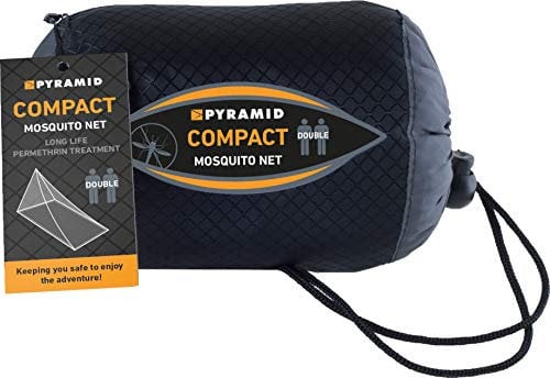 Pyramid Premium Compact White Mosquito Net for Double Bed | Permethrin Treated