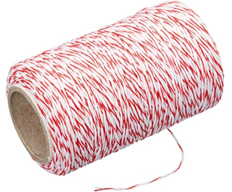 KitchenCraft Rollo de Cordel de Cocina Apto para el Horno, 60 m – Rojo y Blanco