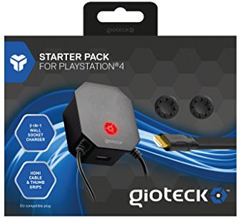 Gioteck - Starter Pack: Cargador, USB, HDMI 4K, 2 Grips (PlayStation 4)