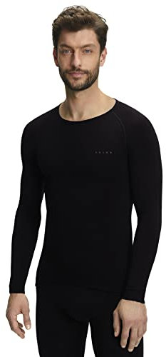 FALKE Men's Warm Round Neck M L/S SH Functional Yarn Quick Dry 1 Piece Base Layer Top, Black (Black 3000), S