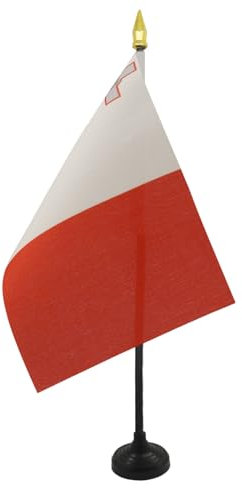 AZ FLAG - Tischflagge Malta - 15x10 cm Goldene Splitze - Republik Malta Tischfahne 10 x 15 Cm - Flaggen