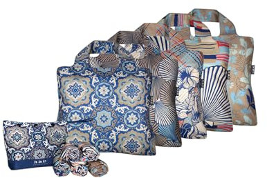 Envirosax ML.P Mallorca Pouch, Set of 5 Reusable Shopping Bags Grocery, Polyester, Multicolor