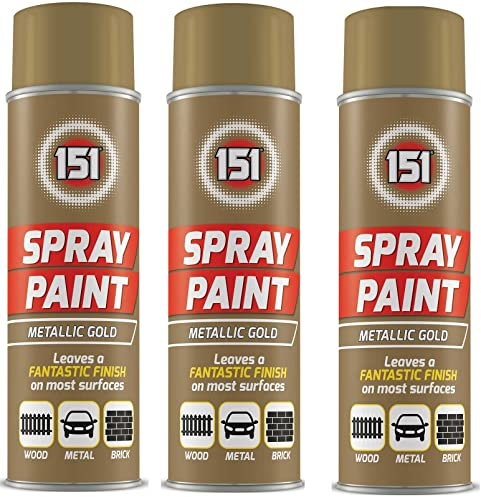 151 Metallic Gold Multi-Purpose Aerosol Spray Paint 200ml (3 Pack)