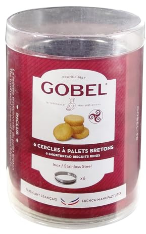 Gobel - Boîte 6 cercles à palets bretons inox - Ø5,5 cm h1,2 cm - 4/10ème | Fabriqué en France ; lot de 6, format traditionnel palet breton ; inox 4/10ème, démoulage facile, qualité pro