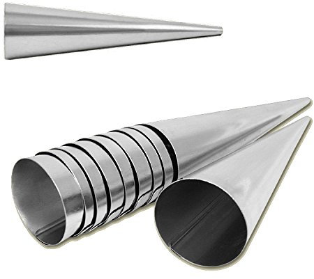 Lot de 20 moules à Cornets en Acier Inoxydable 85 mm x 25 mm