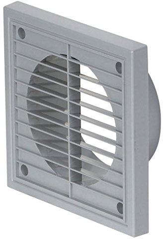 Airflow External Wall Vent Cover – Grey Round Plastic Grille for 150mm / 6 Ducting – Weatherproof Air Outlet – 187mm x 187mm