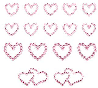 Oblique Unique® 16x Herz Sticker Strass Steine zum Verzieren Aufkleben Scrapbooking Basteln Rosa oder Blau - Farbe Wählbar (Rosa)
