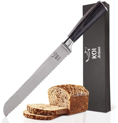 KOI ARTISAN Großes Brotmesser - 20,3 cm rasiermesserscharfe Kante