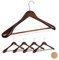 Relaxdays, braun Anzug Kleiderbügel, 5er Set, breite Schulter, 360° drehbarer Haken, mit Hosenstange, Holzkleiderbügel, Holz, 24 x 44,5 x 5,5cm, 5